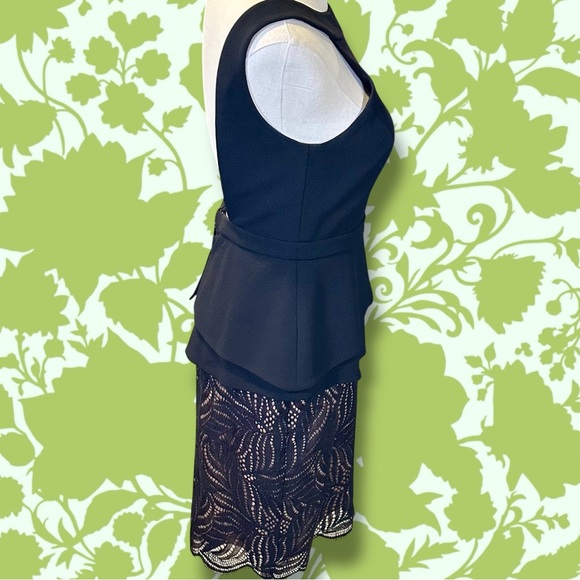 NWT BCBGMaxAzria ‘Reya’ Black & Nude Lace Peplum Detail Open Back Dress Size 2 - Picture 14 of 16